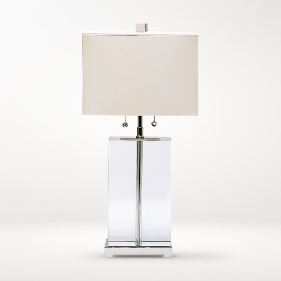 white and crystal table lamp