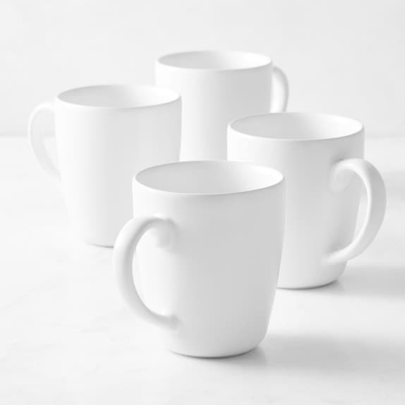 4 Large White Mugs