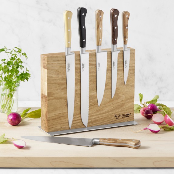 Messermeister Oliva Elite 6-Piece Magnet Block Set - Includes Chef's,  Bread, Cheese & Tomato, Utility & Paring Knife + Magnet Block