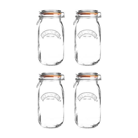 Kilner Glass Clip Top Square Spice Jar, Clear - 2 oz