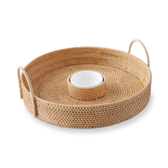 Dropship Rattan Chip And Dip Serving Tray