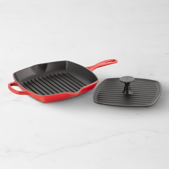 DWELL SIX | 10 Enameled Cast Iron Square Grill Pan with White Exterior and  Black Interior