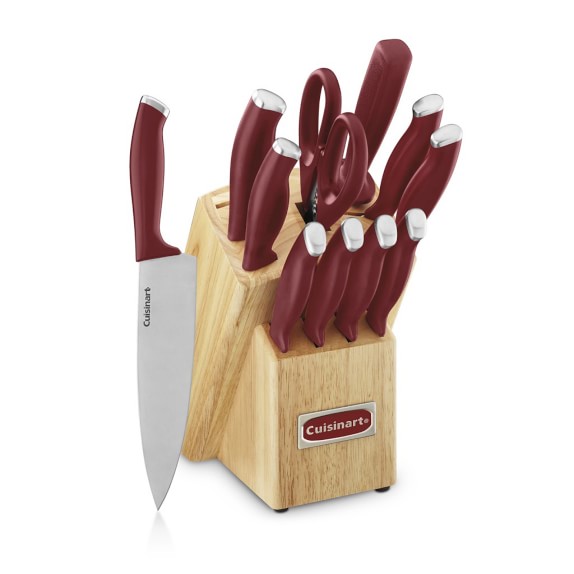 NEW 8 Peice SAHVIE Red Knife Set with Block Ultra Premium Kitchen