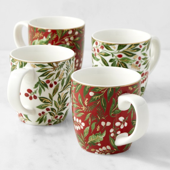 ￼ Williams-Sonoma Christmas Holiday Hot Drinks 10 oz. Mugs ~ Set of 6