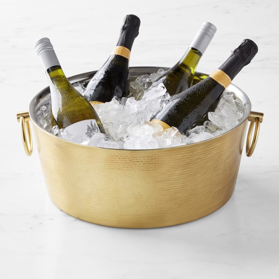Brass & White Marble Utility Wine Cooler/Canister