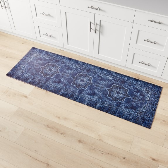 Bungalow Flooring Dog Bowl Wave 18 in. x 27 in. Bluestone Pet Polyester Pet Mat