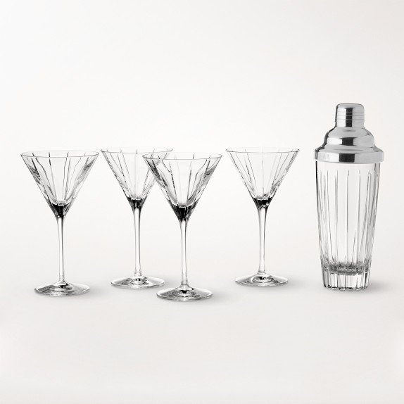 Retro Barware Crystal Martini Glasses Black Stems Set of 2 