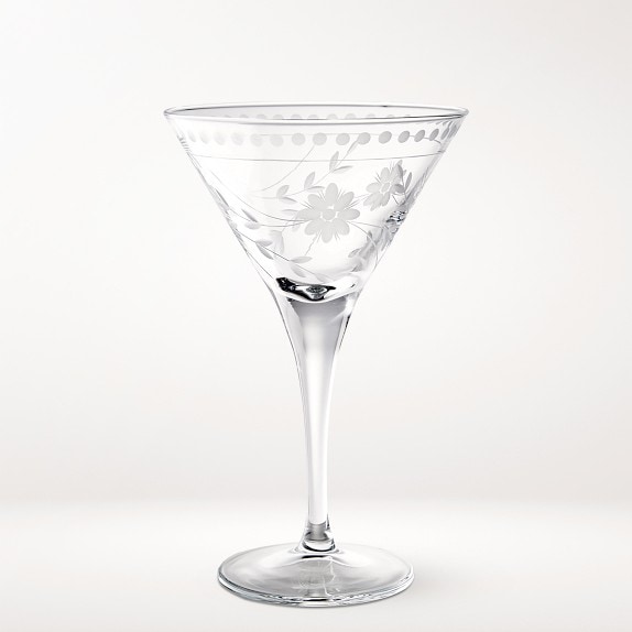 Williams Sonoma Waterford Lismore Black Martini Glasses, Set of 2