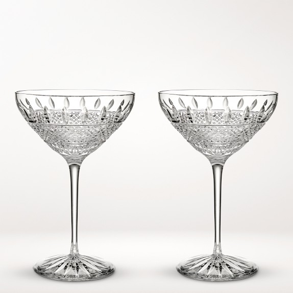 Williams Sonoma Waterford Lismore Black Martini Glasses, Set of 2