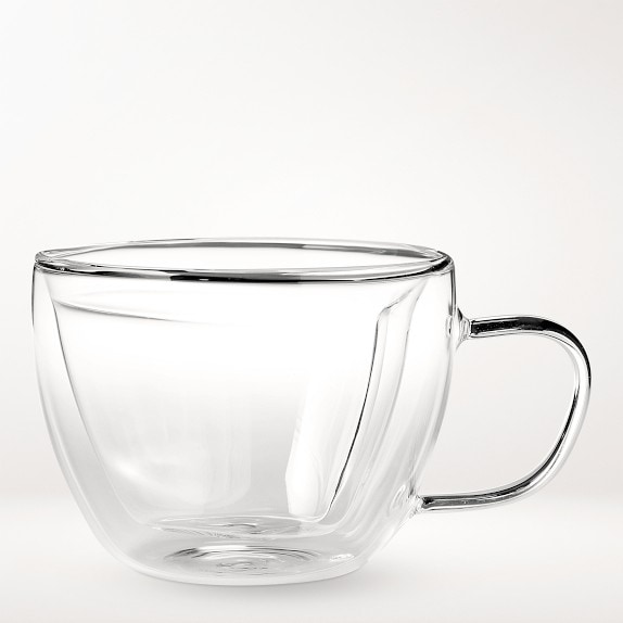 Double Wall Glass Coffee Mug with Gold Metallic Handle (16oz) - Set of 2, Coffee Cup, Coffee Lovers Gift, Glass Mug, Glam Coffee