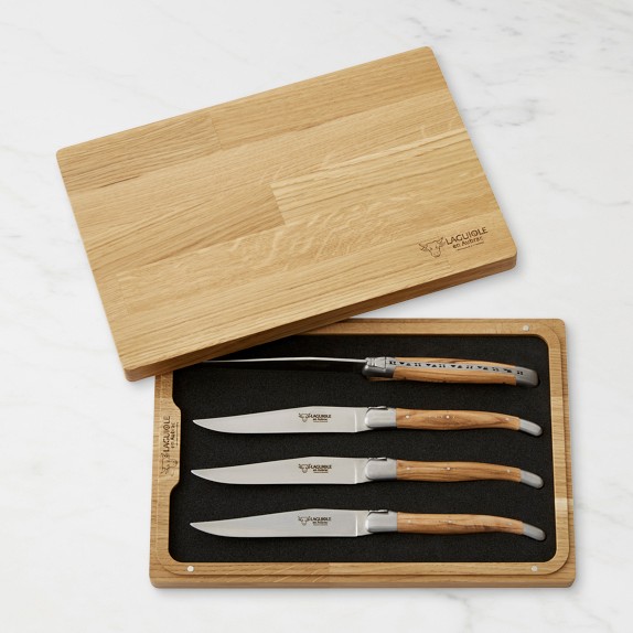 Laguiole en Aubrac Kitchen Knives with Oak Block, Set of 6, Ebony – Be Home