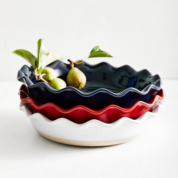 Emile Henry Burgundry Ruffled Deep Ceramic Pie Dish