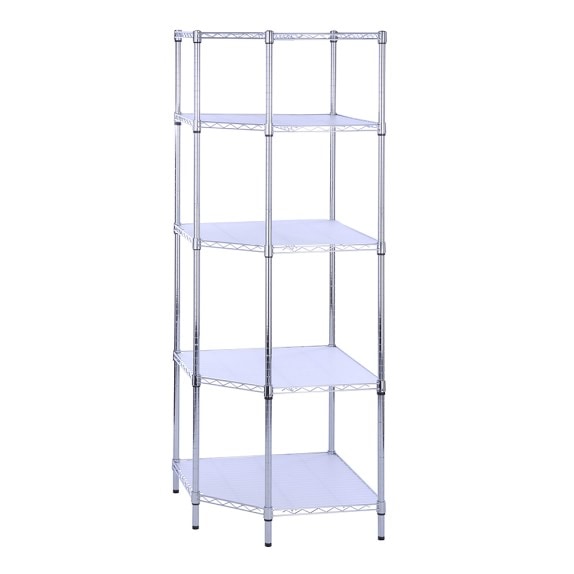 Home Zone 3-Tier Adjustable Shelves with Corner Shower Caddy, Chrome 