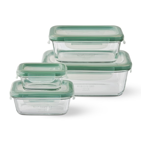 ❤️ 10-pc PYREX ULTIMATE Food Storage Container Set WHITE Silicone & Glass  LIDS