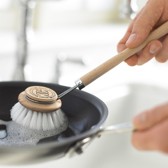 Full Circle Bubble Up Dish Brush & Foaming Ceramic Holder, Green Brush/White Base