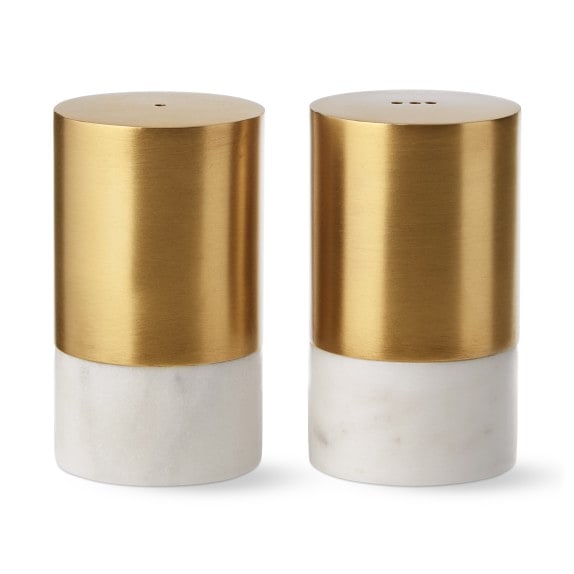 Matte Gold Two Tone Hammered Design Salt and Pepper Shaker Set