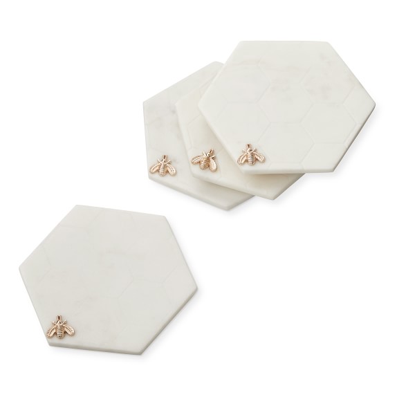 Nordic Style Natural Marble Coasters Home Hexagonal Placemats Dish