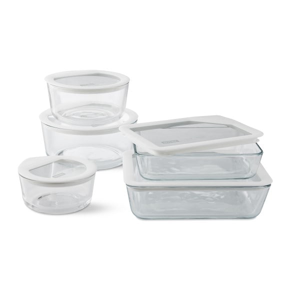 Pyrex 10-Piece Glass Food Storage Container Set with Round Colorful  Airtight Lids 