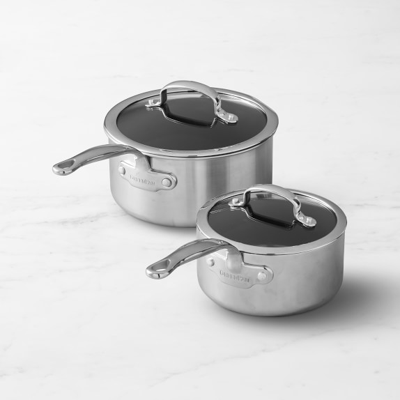 Calphalon Premier Stainless Steel Cookware, 3.5-Quart Sauce Pan with Pour  and Strain Cover 