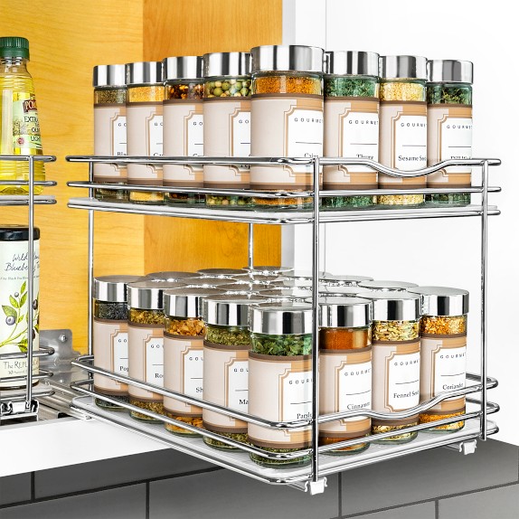 Pull Out Spice Rack with Two Tier Sliding Small Snack Cupboard