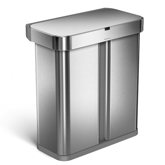 Honey Can Do Tall and Wide Stainless Steel Step Trash Can with Lid, 58L, Silver