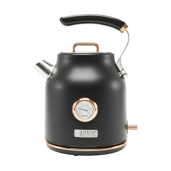Haden 75041 Heritage 1.7 Liter (7 Cup) Stainless Steel Electric Kettle with  Auto Shut-Off and Boil Dry Protection, Black/Copper