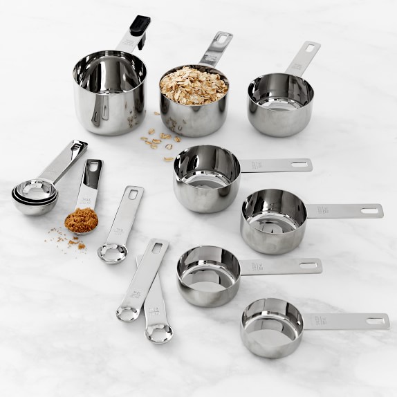  Heavy Duty Professional 10-pc Stainless Steel Measuring Cups  and Spoons Set with Riveted Handles, Polished Stackable Measuring Cup and Measuring  Spoon, Thick Gauge Steel, Built to Last a Lifetime: Home 
