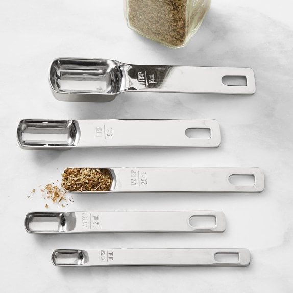 Measuring Spoons: 18/8 Stainless Steel Measuring Spoons Set of 9 Piece: 1/16  tsp, 1/8 tsp, 1/4 tsp, 1/3 tsp, 1/2 tsp, 3/4 tsp, 1 tsp, 1/2 tbsp & 1 tbsp  Dry and Liquid Ingredients 
