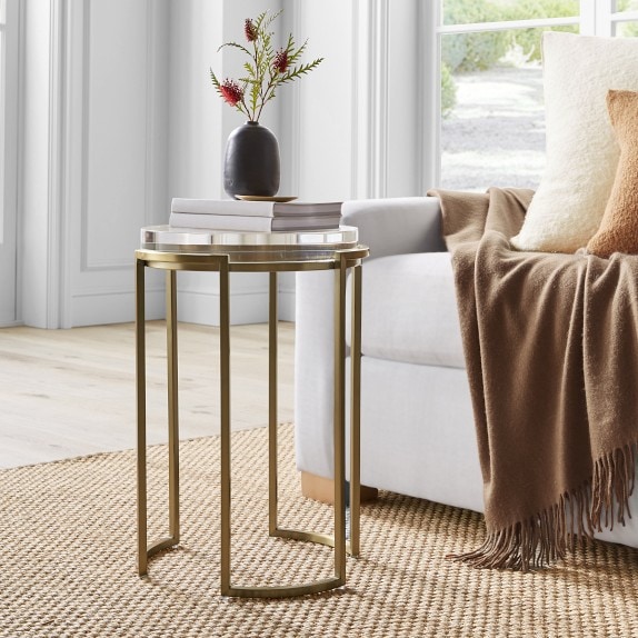 Hammered Pattern Brass Low Side Table