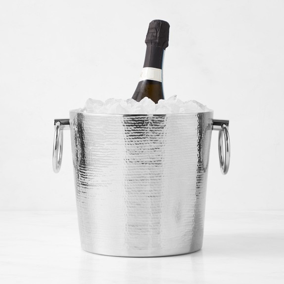 Acopa 4 Qt. Hammered Stainless Steel Wine / Champagne Bucket