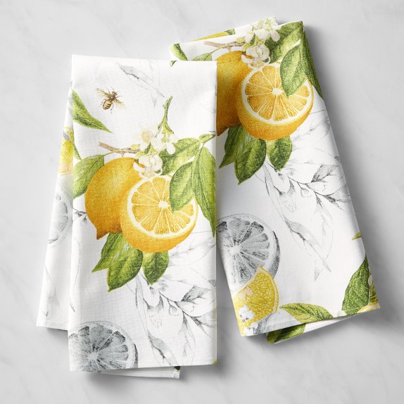 Williams Sonoma Citron Oven Mitt & Potholder Set-Fresh Meyer Lemon,Citrus -  New