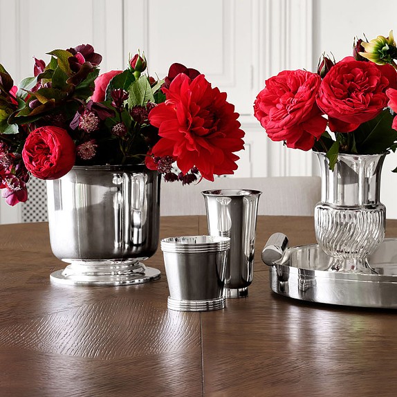 AERIN Silver Hammered Vase Williams Sonoma