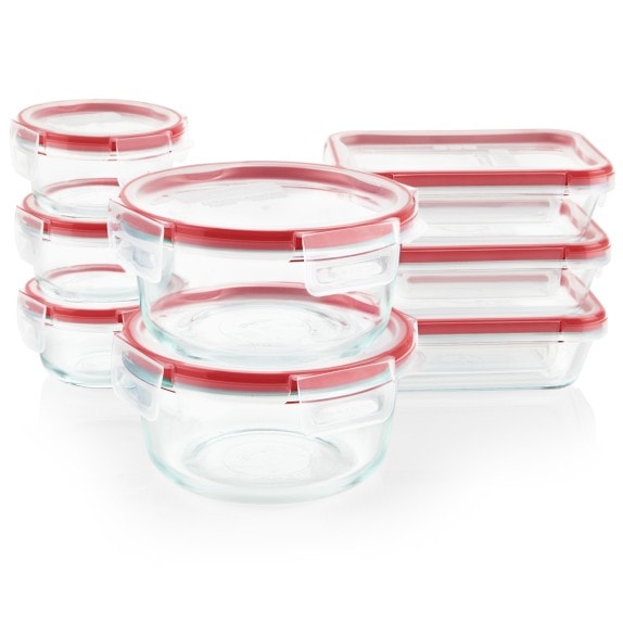 Pyrex Freshlock 10-Piece Airtight Glass Food Storage Container Set with  Microban, Non Toxic, BPA-Free Locking Lids with 4 Tabs for Antimicrobial