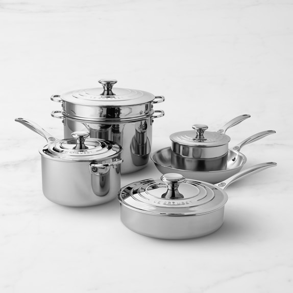 DAEDALUS Gold Pots and Pans Set, 8 Piece Cookware Sets with Tri-Ply  Stainless Steel, Uncoated Pots and Pans Set with Hammered Print Compatible  with