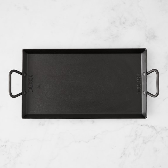 Overmont Pre-seasoned 17x9.8 Cast Iron Reversible Griddle Grill Pan with  handles for Gas Stovetop Open Fire Oven, One tray, Scrapers Included