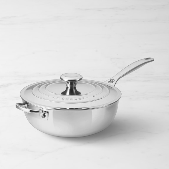 Vigor SS1 Series 2 Qt. Stainless Steel Saucier Pan with Aluminum-Clad Bottom  and Cover