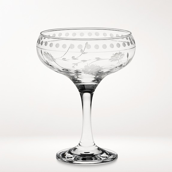 Gold Rim Champagne Coupe Glasses Set of 4 Williams Sonoma CA Williams Sonoma