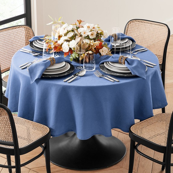 Italian Washed Linen Round Tablecloth 90 Williams Sonoma