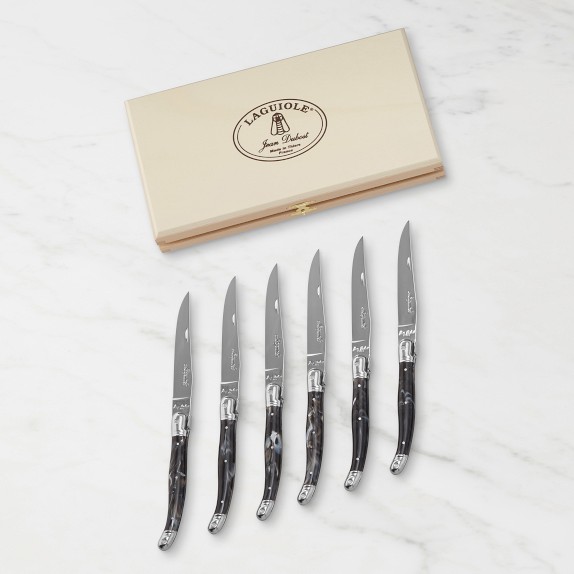 Jean Dubost Laguiole Dark Horn Steak Knives, Set of 6