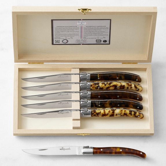 Jean Dubost Laguiole Dark Horn Steak Knives, Set of 6