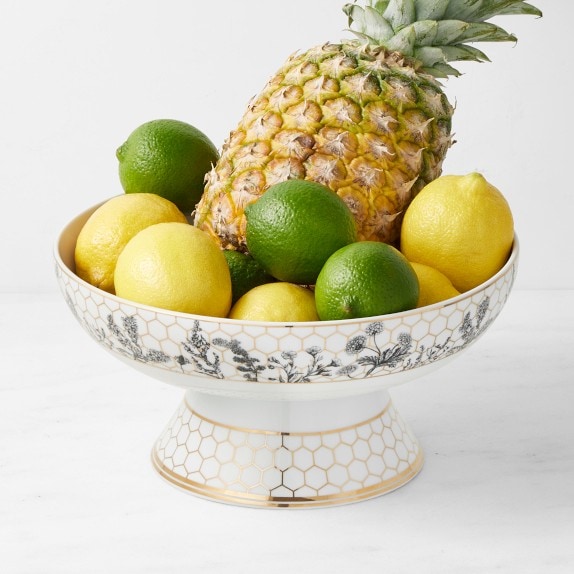 Williams Sonoma Honeycomb Pedestal Marble Fruit Bowl