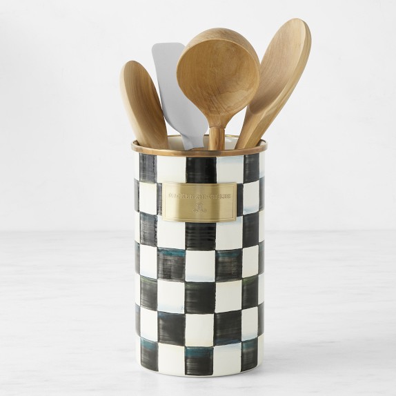 MacKenzie-Childs Mocha Check Utensil Holder