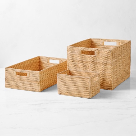 Hold Everything Rattan Cubby Pantry Baskets