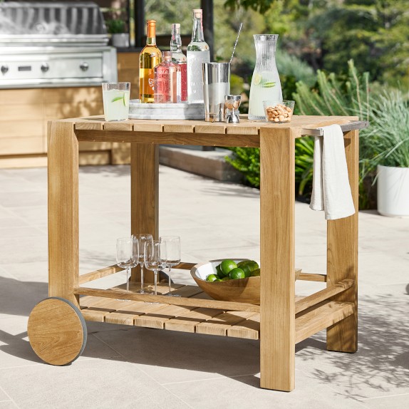 Larnaca Outdoor Teak Bar Cart (39")