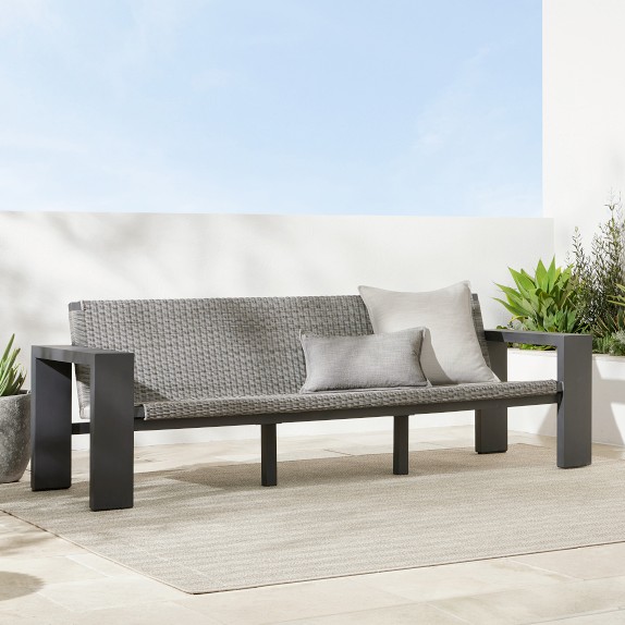 Larnaca Outdoor Slate Grey Metal x All-Weather Weave Sofa (69"-96")