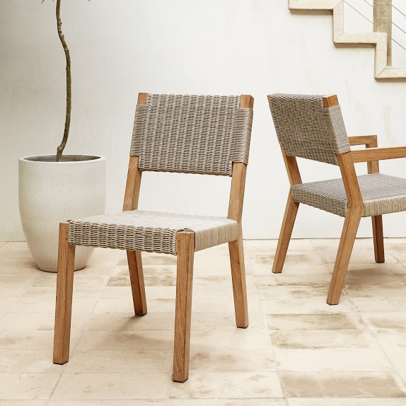 Larnaca Outdoor Natural Teak x All-Weather Weave Dining Side Chair
