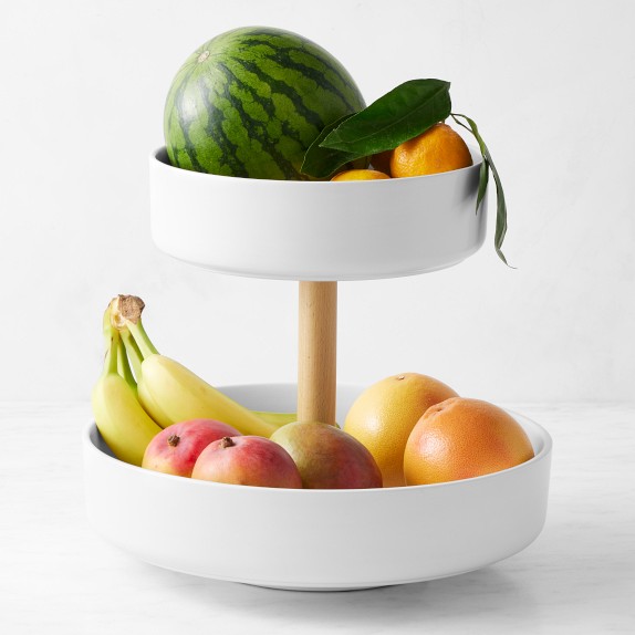 Williams Sonoma Honeycomb Marble Two Tier Fruit Bowl