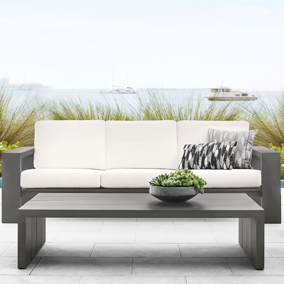 Larnaca Outdoor Slate Grey Metal Coffee Table (48"-63")
