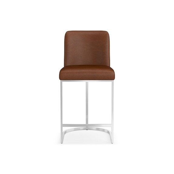 OPEN BOX: Bradley Curved Back Counter Stool, Standard, Milano Leather