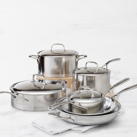 Mauviel M'Elite B Hammered Stainless-Steel 10-Piece Cookware Set